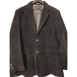 MB STUDIO Men's Charcoal Grey Corduroy Blazer Jacket Paisley Lined size XL